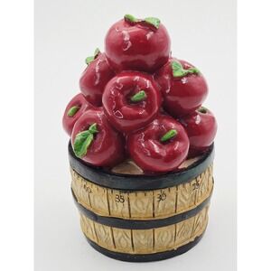 Vintage Style Red Apple Barrel 60 Min. Mechanical Kitchen Timer Farmhouse Decor